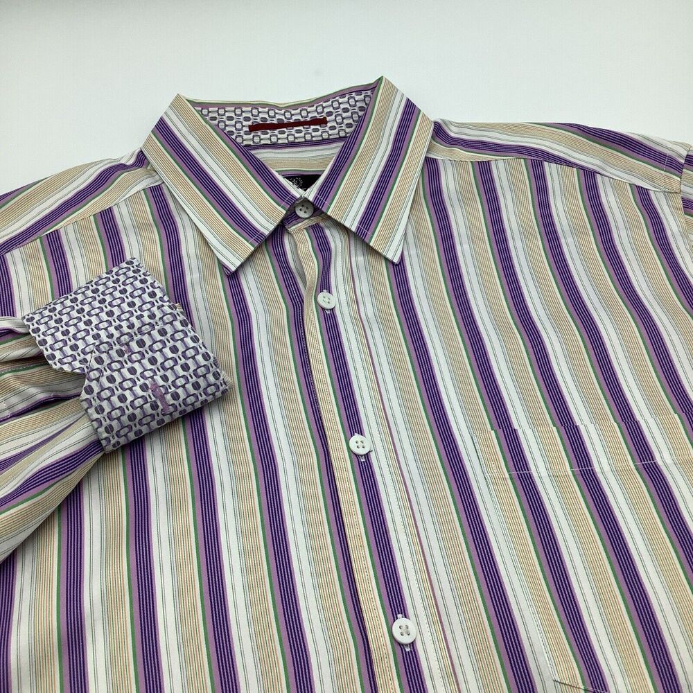 Bugatchi Mens‎ Long Sleeve Button Up Shirt Striped Size L